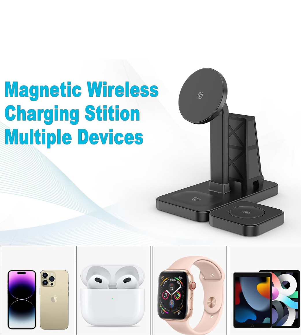 Magnetic Wireless Charging Station Stand for Apple Products | 4 in 1